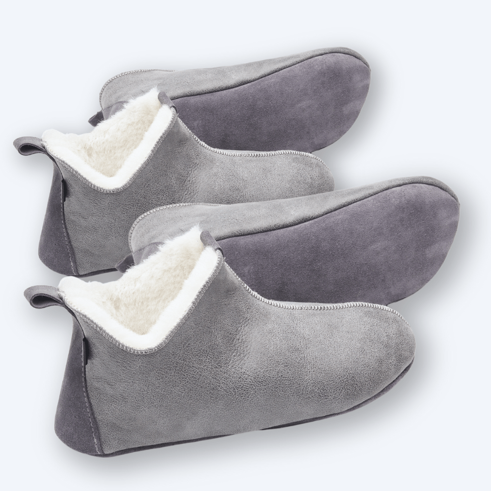 Skinntøfler i lammeskinn - Lysegrå (2 par) - Gratis frakt ! - ULLNorge