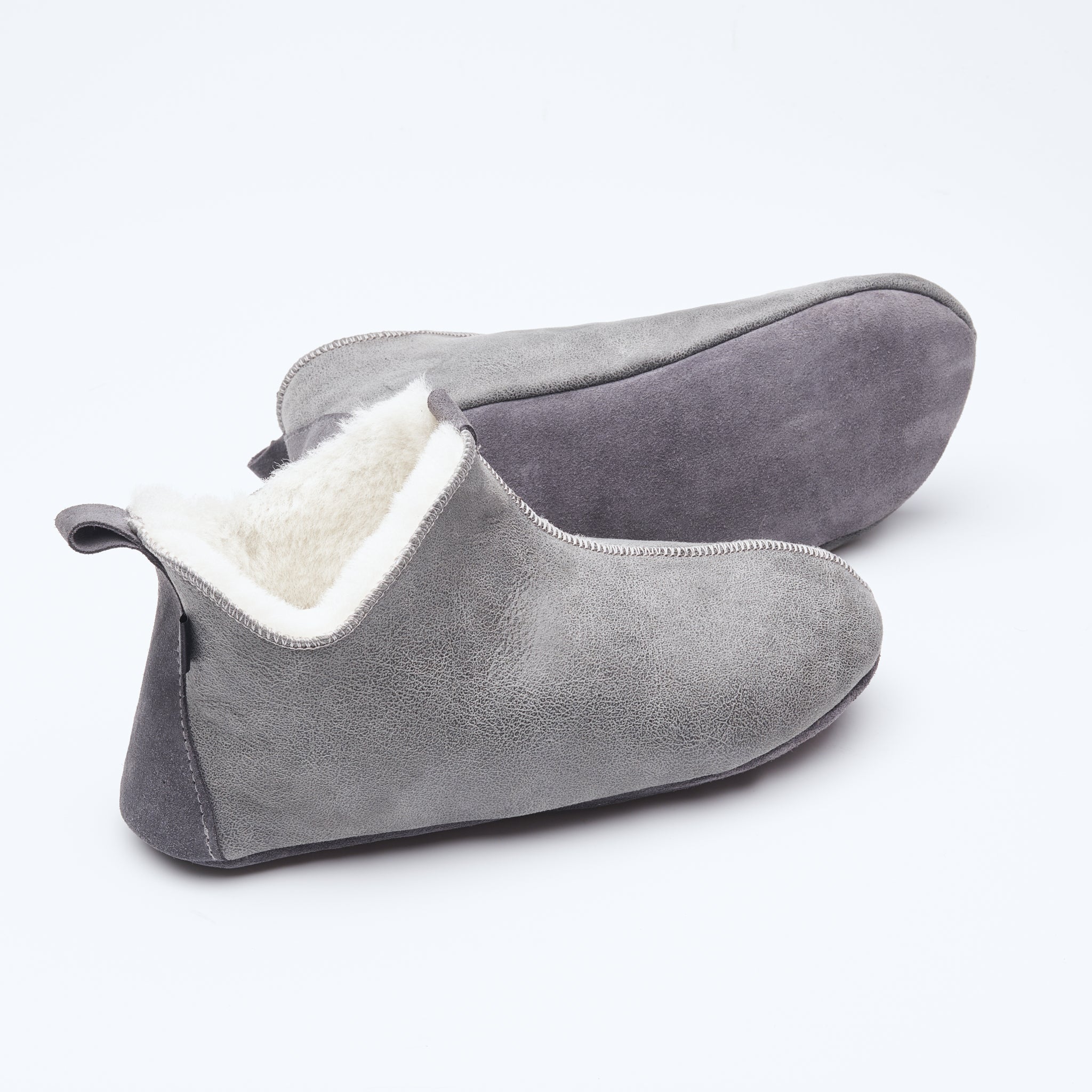 Skinntøfler i lammeskinn - Lysegrå (2 par) - Gratis frakt ! - ULLNorge